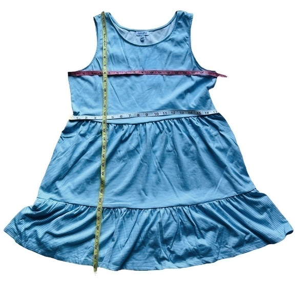 LOVE,FIRE baby doll dress tiered sleeveless a-line striped blue white size XL - Picture 14 of 15
